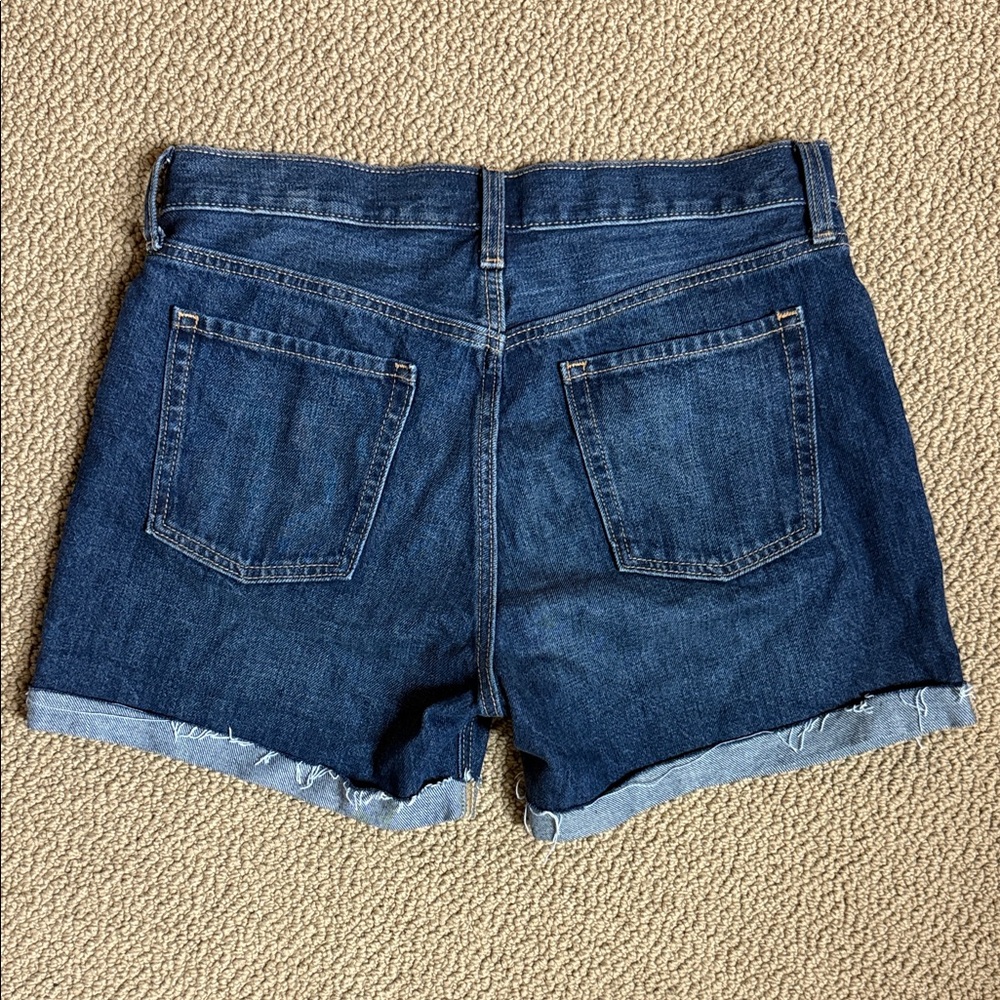 Old Navy Women's Dark Blue Jean High rise slouchy straight Shorts - Picture 6 of 7